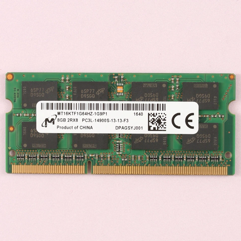 8GB DDR3 RAM PC3L-14900S 1866Mhz Micron 1.35V 204 Pin SoDimm Memory  - Image 1 of 2