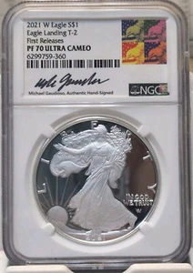 2021 W American Silver Eagle Type 2 NGC PF70 Ultra Cameo First Releases Signed - Picture 1 of 3
