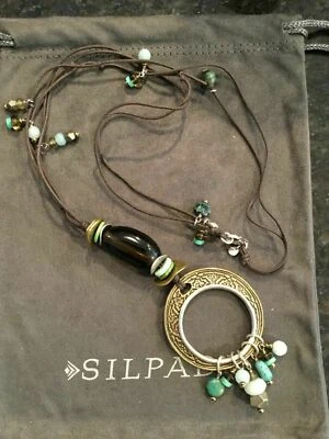 Silpada Sterling Silver Brass Pyrite Howlite Pendant Necklace  N1892  - Image 1 of 4