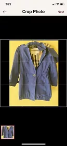 Burberry Childrens Coat Navy Blue Hooded Waterproof Uk 6-8 Size 14 Years - Picture 1 of 4