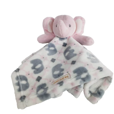 Mantas y más allá elefante rosa gris manta de seguridad para bebé Lovey felpa polar Foto 1 de 4