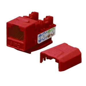 100 Pack Cat6 Keystone Ethernet Jack Punch Down 45 Degree Red 110 8P8C RJ45 - Picture 1 of 3