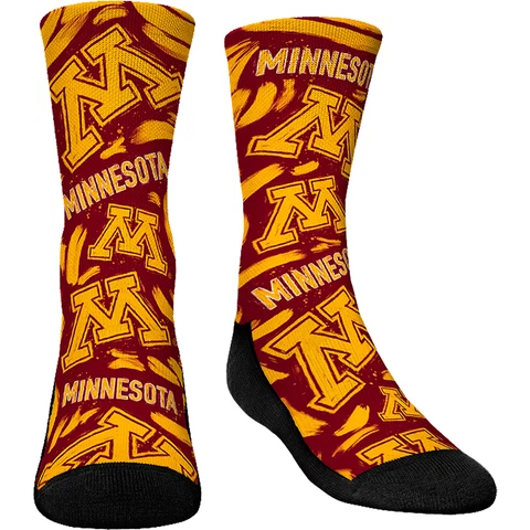 Youth Rock Em Socks Minnesota Golden Gophers Allover Logo & Paint Crew Socks Cover