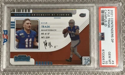 2021 Contenders Draft Picks Kyle Trask Campus ID Rookie RC Florida Bucs PSA 10 - Image 1 of 4