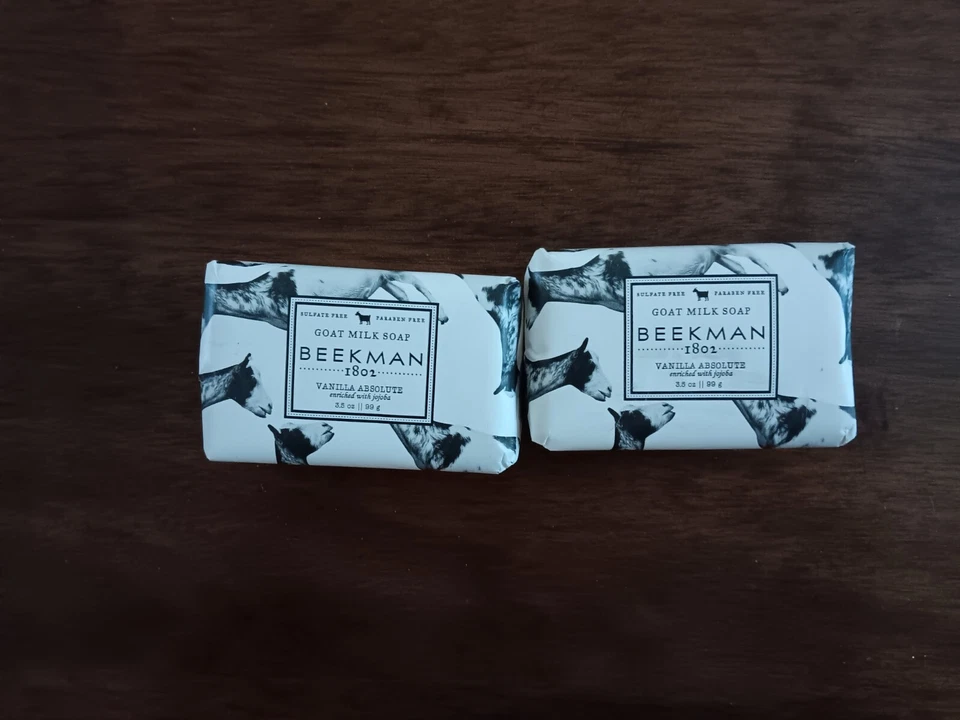 BEEKMAN 1802 GOAT MILK SOAP VANILLA ABSOLUTE ENRICHED WITH JOJOBA 2 BARS 3.5 OZ  - Image 1 of 1