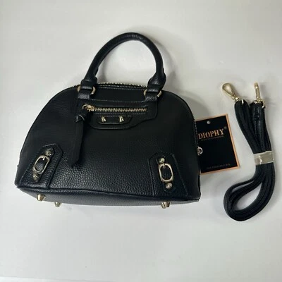 Diophy LA USA Vegan Black  Purse CB-2343 Blk w/GOLD Hardware NEW! - Image 1 of 4