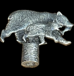 Bear & Cub Pewter Lamp Finial, Momma Bear, Sid Bell Originals, Outdoorsman Gifts - Picture 1 of 4