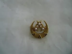 Tri Delta Badge 10k Yellow Gold ~ Seed Pearls ~ Sorority Vintage Pin 2.3grams - Picture 1 of 2