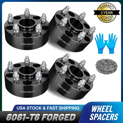 (4) 2" Inch 5x5 Hubcentric 14x1.5 Wheel Spacers For Jeep Wrangler Grand Cherokee Foto 1 de 4
