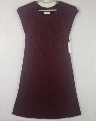 Vestido Suéter Calvin Klein Para Mujer Grande Vino Cable Tejido Lana Merino CD9W1J30 Foto 1 de 4