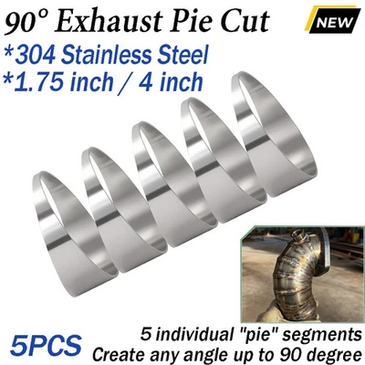 1.75" / 4” Pie Cuts 90 Degree 304 Stainless Steel Exhaust Systems 5PCS Laser Cut - Image 1 of 4
