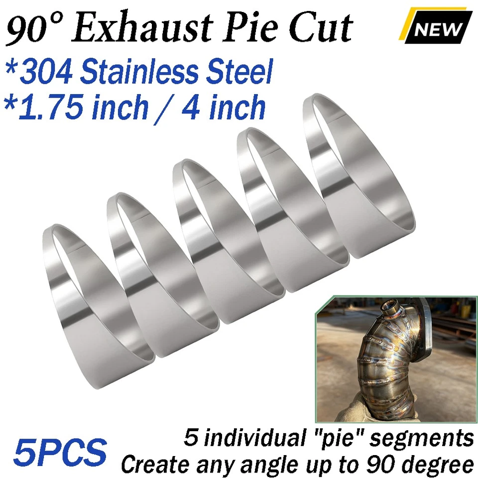 1.75" / 4” Pie Cuts 90 Degree 304 Stainless Steel Exhaust Systems 5PCS Laser Cut - Image 1 of 4