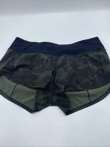 Pantalones cortos para mujer Lululemon Speed Up 2" forrados verde camuflaje talla 6 ropa deportiva - Imagen 1 de 6