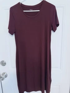 Vestido Camiseta Daily Ritual Para Mujer Suave Jersey Manga Corta Cuello Redondo S Rojo - Imagen 1 de 5