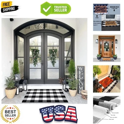 Alfombra duradera a cuadros de búfalo de algodón 27,5”x43” - perfecta para entradas y porches Foto 1 de 4