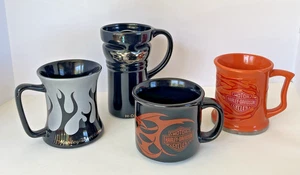 Lote de 4 tazas de café Harley Davidson con licencia naranja y negro llamas principios de la década de 2000 - Imagen 1 de 20