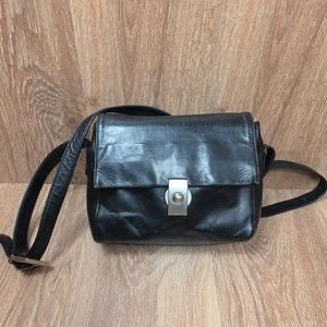 Bolso Bandolera Perlina New York Vintage Y2k Negro Cuero Genuino Suave Cartera - Imagen 1 de 22