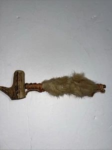 Vintage Native American Indian Made Tobacco Pipe With Antler Horn Bowl & Fur - Picture 1 of 13