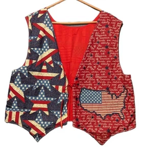 Chaleco Bandera Patriótica Hecho a Mano Reversible Unisex EE. UU. Casa Core Maestro 3x Talla 24 - Imagen 1 de 7