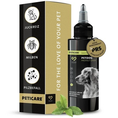 Peticare Anti-Parasiten Mittel für Hunde | gegen Milben, Flöhe, Pilze | 50 ml