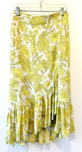 Baum Und Pferdgarten Women's Floral Button Wrap Ruffle Midi Skirt sz 40 USA 10 M - Picture 1 of 5