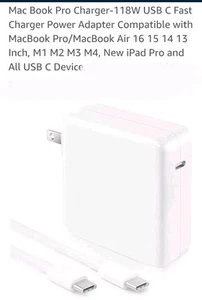 Mac Book Pro Charger-118W USB C Fast Charger Power Adapter Compatible with MacBo - Picture 1 of 6