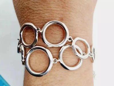 Links of London 20/20 bracelet sterling silver double row rings very RARE - Image 1 of 4