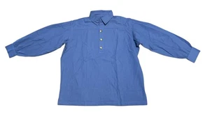 J.Peterman Mens L Blue Cotton Popover Shirt Chin Strap Oversized Vintage NWOT - Picture 1 of 14