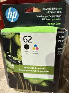 Genuine HP 62 Black & Tri-Color Ink Cartridges Combo Pack OEM Original 2025 - Afbeelding 1 van 5