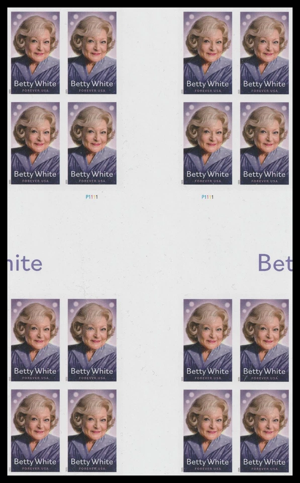 US 5976a Betty White imperf NDC cross gutter block 16 MNH 2025 - Image 1 of 1