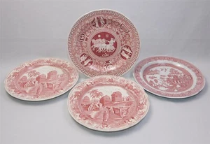 4 SPODE ARCHIVE COLLECTION 10.5" Dinner Plates Caramanian Georgian Greek Red - Picture 1 of 10