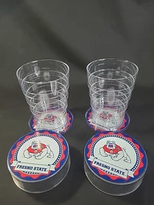Fresno State Bulldogs Collapsible Plastic Pint Cup set of 2 tailgate - Picture 1 of 4