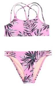 Hobie Sahara Palms Pink Bralette Strappy Hipster Set L75225 Kid's Size 14 - Picture 1 of 2