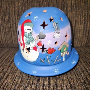 SANTA'S WORKBENCH Dome Candle Holder Winter Snowman Bird Houses Tea light Terra - Picture 1 of 6