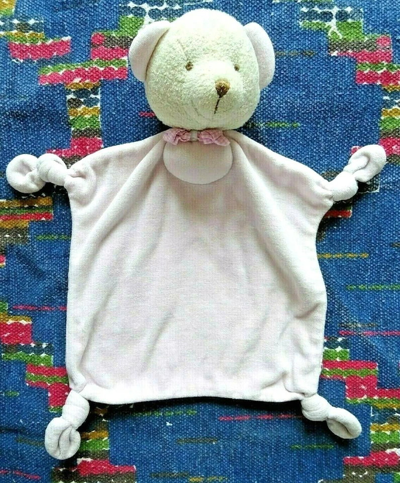 SP/ DOUDOU PLAT BABOU OURS ROSE NOEUD PAPILLON VICHY TBE - Photo 1/1