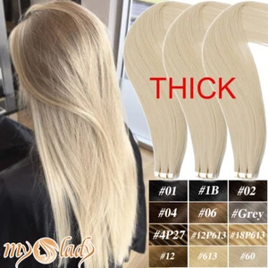 THICK 100G Tape In 100% Remy Human Hair Extensions Skin Weft FULL HEAD Blonde US - Picture 1 of 87