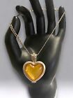 Sterling Silver 925 Heart Cage Pendant Pink Yellow Reversible Stone 10” Anklet!