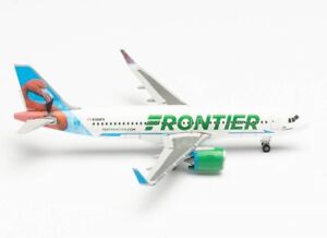 New! Herpa 534697 1:500 Frontier Airlines Airbus A320neo "Flo" diecast model
