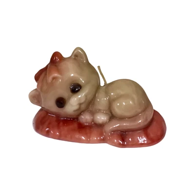 Purring Kitten w/ Red Bow Cat Candle Figurine, Cat Shaped Candle - (Vintage) - Image 1 of 4