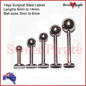 1pc Surgical Steel Labret 14ga Body Piercing Bar Lip Tongue Ear Body Jewellery