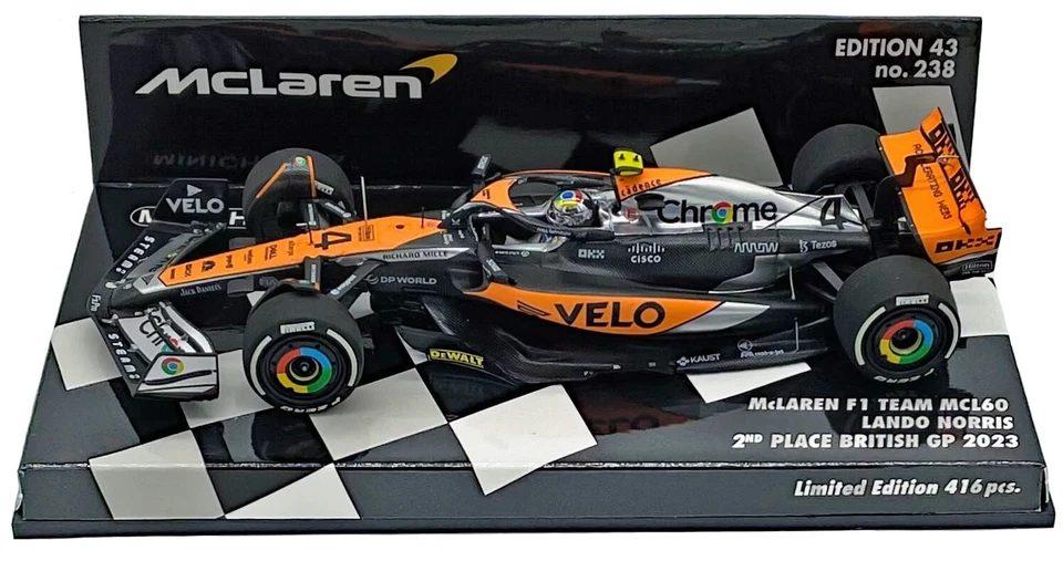 Minichamps McLaren MCL60 2nd British GP 2023 - Lando Norris 1/43 Scale - Image 1 of 4