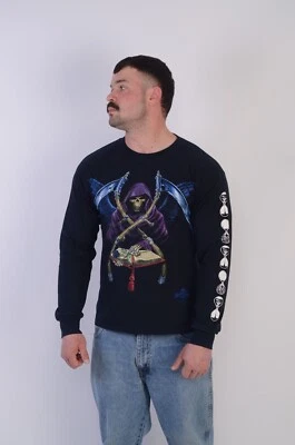 Camiseta Alchemy Gótica De Colección Para Hombre Negra Algodón Logo Calavera Manga Larga Talla M Foto 1 de 4