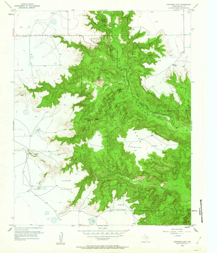 Fortress Cliff, TX - 1956 Topographic Map, USGS Premium Matte Print, Historic TX - Image 1 of 1