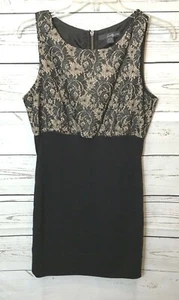 Veintiún Dress Size Medium Black lace Overlay Bodycon Empire Cintura sin mangas - Imagen 1 de 8