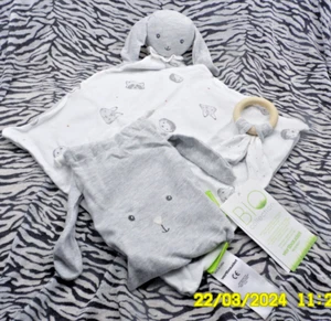 VERTBAUDET DOUDOU LAPIN COTON BIO GRIS RATON HERISSON 45CM 100% NEUF 10 DISPO - Picture 1 of 6