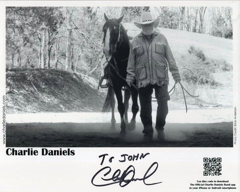 CHARLIE DANIELS HAND SIGNED 8x10 PHOTO+COA          MUSIC LEGEND        TO JOHN Cover