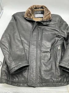 Marc New York Leather Jacket Mens Medium Black Real Lamb Shearling Fur* - Picture 1 of 6