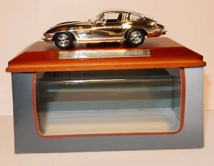 Atlas Model Chrome Gold Silver Wood Base 1/43 Chevrolet Stingray 1963 In Box - Picture 1 of 6