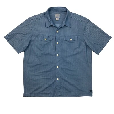 Vintage Quiksilver Shirt Mens L Large Blue Short Sleeve Collared Chest Pockets - Image 1 of 4