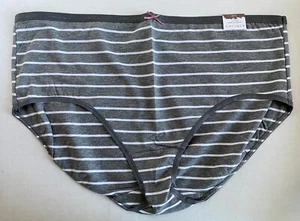 Lane Bryant Cacique 22/24 grau gestreift Baumwolle hohes Bein Slip Höschen Unterwäsche - Bild 1 von 5
